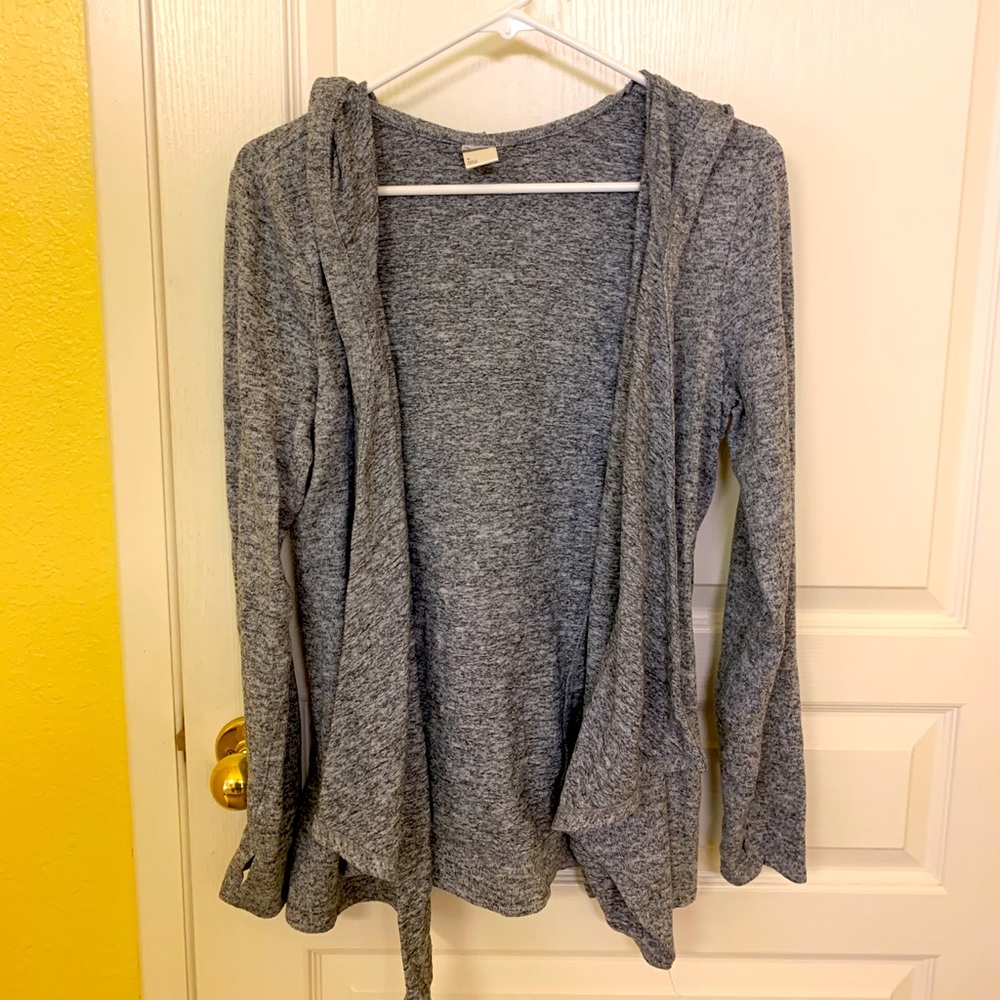 Gray hooded cardigan